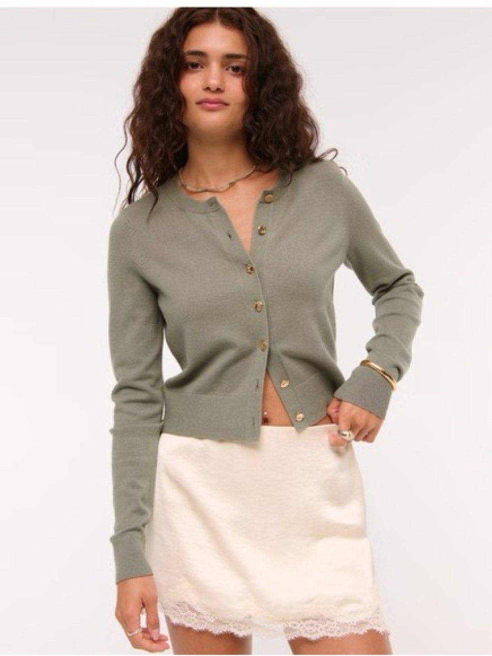 Abercrombie & Fitch Olive Green Women's Cardigan Sweater